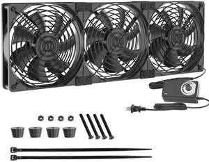 High Airflow 3 x 120mm Computer Fan with Speed Controller Zirsso AC 110V 120V 220V 240V Cabinet Cooling Fan with Speed Controller, for DIY Cabinet Chassis Machine Server Workstation Cooling