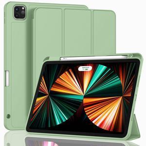 ZryXal New iPad Pro 12.9 Inch Case 2022/2021/2020(6th/5th/4th Gen) with Pencil Holder,Smart iPad Case [Support Touch ID and Auto Wake/Sleep] with Auto 2nd Gen Pencil Charging (Matcha Green)