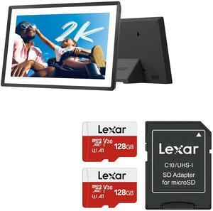 Lexar E-Series 128GB Micro SD Card 2 Pack and pexar 2K 11-inch Digital Picture Frame