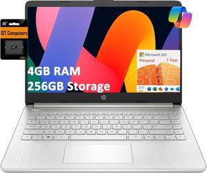 HP 14 Laptop (14" HD, Intel Celeron N4120, 4GB RAM, 256GB Storage (128GB eMMC + 128GB SD Card)) School & Business, 11-Hour Battery Life, 1-Year Office 365, Win 11 Home S w/AI Copilot, Silver