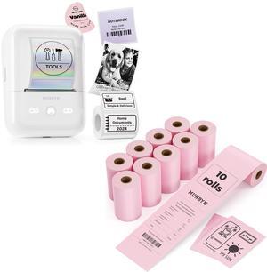 MUNBYN FM226 2 Inch Label Maker with 1 Roll 50x30mm White Label + 10 Rolls Receipt Paper