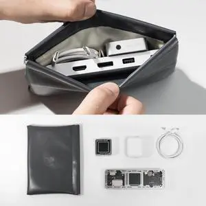 DOCKCASE Explorer Edition USB C Hub (10-in-1) & DOCKCASE PU Leather Electronic Organizer Bag