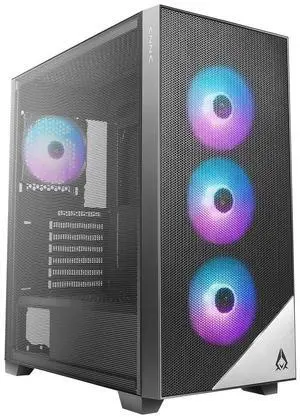 AZZA AERO Black, CSAZ-480, ATX Computer Case, Metal Mesh Side Panel, 4 x 120 mm ARGB & PWM Fans Included (CSAZ-480 AERO)