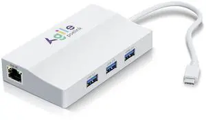 PoE to USB C Hub, USB-C to Ethernet Multiport Adapter Plug & Play, 5 in 1 (Gigabit Ethernet, 23W Powered by POE 802.3at, 3*USB 3.0) to Type-C Adapter for Smart Phone/Tablet