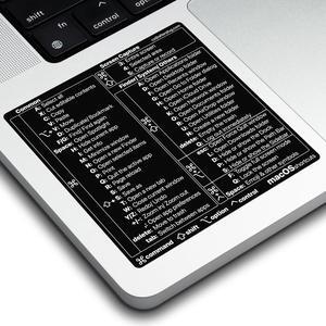 Afterplug Mac OS Keyboard Shortcuts Sticker, 50+ Shortcuts for 13-16 inch MacBook Pro & Air, Residue-Free Vinyl, Black with White Text, 100-Pack