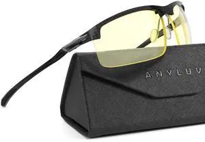 ANYLUV Blue Light Glasses Men Blue Light Blocking Glasses Carbon Fiber Temple Gaming Computer Glasses Anti Eye Strain