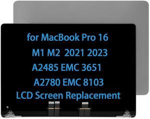 16" Screen Replacement for MacBook Pro M1 M2 M3 A2485 EMC 3651 A2780 EMC 8103 A2991 EMC 8408 MK1E3LL/A MK1H3LL/A 2021 2023 LCD Display Assembly 661-21968 (Space Gray)