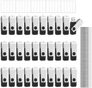 EASTBULL 100 Pack of Bulk Flash Drives 8GB USB 2.0 Flash Drives Pack 8 GB USB Drives Bulk Thumb Drives for Data Storage with 100 Strings and Labels (8GB, Black)