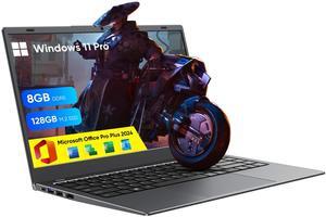 FURESTUR Laptop, 14 Inch HD Laptop Computer with MS Office 2024 Pro Plus, 8GB RAM 128GB SSD, Quad Core N5095 Processor Win-11 Laptops, Long Lasting Battery, Dual-Band WiFi 5, BT, USB 3.0, Webcam