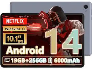Android 14 Tablet 10.1 inch 19GB RAM + 256GB ROM 1TB Expand, 1280x800 IPS HD creen, 5MP Dual Camera, 6000mAh Battery Powerful Performance Tablets 2025, GMS, WiFi (Grey)