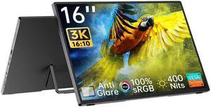 Intehill 3K Portable Monitor 16 inch, 3072x1920 and 16:10 Portable Display with AG Anti Glare Panel, sRGB 100% and 400nits Portable Monitor for Laptop, VESA Support Small Monitor U16ZA