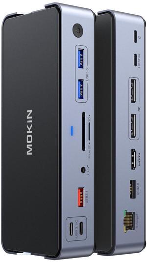 8K USB C Laptop Docking Station,Docking Station 3 Monitors with 1*HDMI, 2*DisplayPort,15 in 1 USB C Dock for Dual/Triple Monitors,6 *USB Ports,100W PD,Ethernet,SD&TF,Audio,for Dell/HP/MacBook/Lenovo