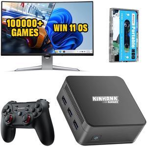 Kinhank Mini PC KP100,Small PC 16GB DDR5+512GB SSD,Windows 11 Retro Game Console with 100000+ Games 70+Emulators 4K UHD Triple Screen Display WiFi 6 BT 5.2 Mini Computer for Home Office Travel