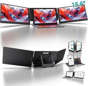 KYY 15.6" Laptop Screen Extender, 1080P FHD IPS Portable Monitor, One Cable USB-C Triple Monitor, Dual Travel Screen for 12"-17'' Laptops, 360deg Rotation & Kickstand,X90D