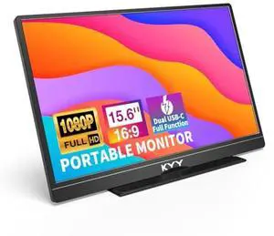 KYY 15.6inch FHD 1080P Laptop Monitor USB C HDMI Gaming Ultra-Slim IPS Display Cover & Speakers, External Monitor for Laptop PC Phone Mac