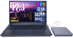 NBVCXSD17 Inch Laptop Laptop Computer with DVD Drive, Win11,8GB RAM 512GB SSD, Celeron Quad-Core Processor(Up to 2.9GHz),IPS Full HD Display with, Type-C, Wi-Fi, USB3.0