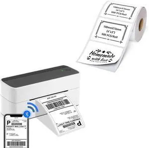 Phomemo Bluetooth Thermal Label Printer with 4"x3" Thermal Labels Roll for Small Business Supplies