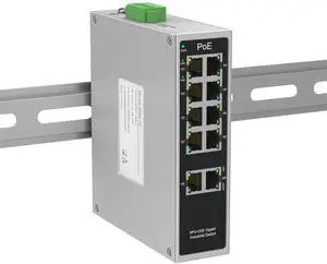 Industrial 10 Port Gigabit PoE+ Switch Unmanaged, with Industrial DIN-Rail Power Supply, 8 Port PoE Switch with 2 Gigabit Uplink,120W Budget, PoE Switch for IP Cameras, VoIP Phones, Wireless APs