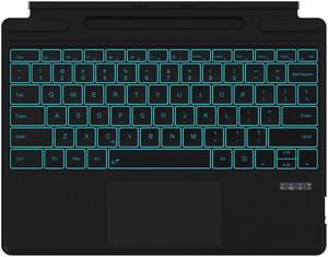 Surface Pro Keyboard for Microsoft Surface Pro 11/10/9/8/X, Surface Pro Bluetooth Type Cover with 7 Colors Backlit, Touchpad, Sleep/Wake Function, Pencil Holder, Rechargeable Battery