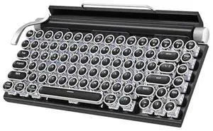 Taiahiro Retro Typewriter Mechanical Keyboard, Wireless Bluetooth 5.0 LED Backlit Office Computer Keyboards with 83-Key Clicky Blue Switches, Vintage Design for PC/Laptop/Mac/Pad/Phone/Gaming, Black