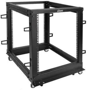 Tecmojo 12U Open Frame Server Rack,4-Post Adjustable Depth Rolling Network Rack for Computer/Data/AV/IT/Servers,Mobile Type