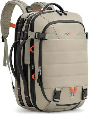 Tolaccea Carry on Travel Backpack, TSA Friendly Flight Approved Laptop Backpack Duffle Bag for Men Women with Dual Laptop Storage for 17.3", USB Charging Port, Business Rucksack 40L-50L Expandable