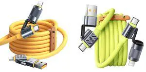 Vexipia 2 Pack 4-in-1 USB C Cable Lightning Cable (Yellow+Green)