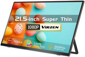 Virzen 21.5-inch USB-C HDMI Portable Monitor 100Hz 120 sRGB 1080P with VESA 180deg Adjustable Kickstand Ultra-Slim Frameless FHD HDR Display, Travel Second Monitor for Laptop