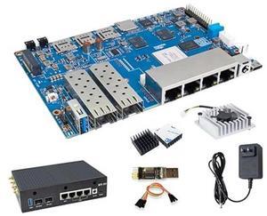 Banana Pi BPI-R4 WiFi 7 Wireless Dual-Band WiFi Router Board OpenWRT, with MediaTek MT7988A (Filogic 880) SoC, Support 2X 10GbE SFP and 4X GbE Gigabit Ethernet for NAS Smart Home Gateway (Bundle2)