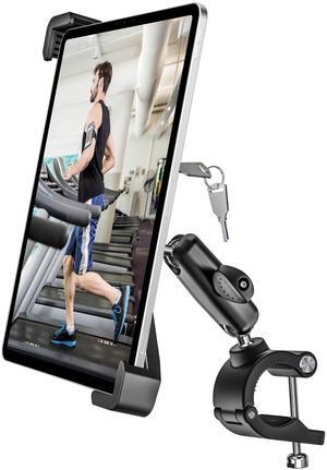 woleyi Anti-Theft Spin Bike Tablet Holder [Security Lock and Key] Gym Treadmill Tablet Mount for Exercise Bike, Stationary Bicycle, Indoor Cycling for iPad Pro/Air/Mini, Galaxy Tabs, and 7-11" Tablets