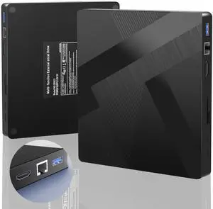 External Blu ray Drives Bluray Burner 40Gbps with HDMI/LAN Port, External Bluray Burner Support 100G Disc R/W External Blueray/DVD Drive for PC Windows Linux MacOS