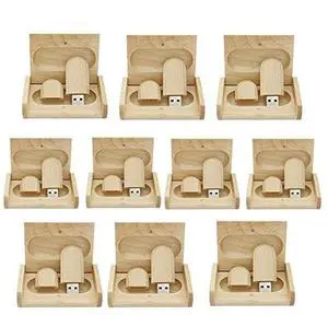 10PCS Maple Wood 2.0/3.0 USB Flash Drive with Wooden Box (3.0/32GB)