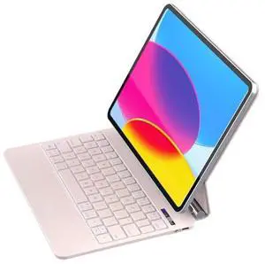 ZENLU iPad 10th Generation Case with Keyboard Pink, Multi-Touch Trackpad, Power Display, Floating Cantilever Stand, Premium PU Leather, Backlit Slim Magic Keyboard for iPad 10 Gen (10.9", 2022)