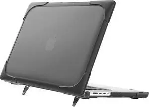 ProCase for MacBook Pro 16.2 Inch 2024 (M4 A3403 A3186)/Pro M3 A2991 /M2 A2780 /M1 A2485 2023 2022 2021 with Pro/Max Chip, Heavy Duty Hard Shell Dual Layer Protective Case with Fold Kickstand -Black