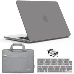 IBENZER Compatible with 2025 2024 2023 2022 MacBook Air 13 inch case M4 A3240 M3 A3113 M2 A2681, Hard Shell Case & Sleeve & Keyboard Cover & Type-C Adapter for Mac Air 13.6, Ultra Gray, KK-UAGY+3