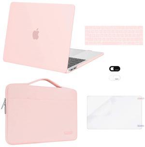 MOSISO Compatible with MacBook Pro 13 inch Case M2 2025, 2024, 2023-2016 A2338 M1 A2251 A2289 A2159 A1989 A1708 A1706, Plastic Hard Case&Bag&Keyboard Skin&Webcam Cover&Screen Protector, Chalk Pink