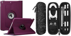 Fintie 360 Degree Rotating Case for iPad iPad 9th Generation (2021) / 8th Generation (2020) / 7th Gen Bundle with Fintie PU Leather Protective Carrying Case for Apple Pencil (1st and 2nd Generation)