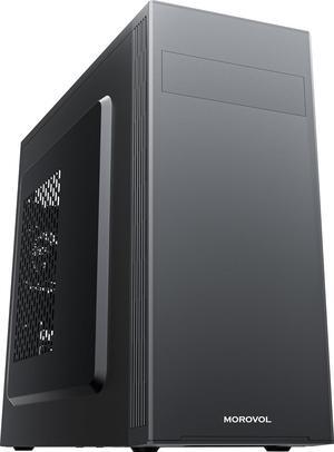 MOROVOL PC Case Support 5.25" ODD, ATX Computer Case Pre-Install 1x120MM Fan+1x80MM Fan, Desktop ATX Tower Case, USB 3.0 Classic Retro Design, Black,852