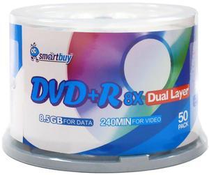 Smart Buy Logo 50 Pack DVD Plus R DVD+r Dl 8.5gb 8X Double Layer Blank Data Record 50 Discs Spindle