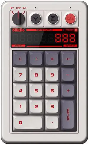 AKNES 8bitdo Retro 18 Mechanical Numpad, 2-in-1 PC and Calculator, Bluetooth/2.4G/Wired for Windows and Android - N Edition