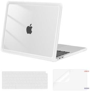 MOSISO Compatible with MacBook Air 13 inch Case 2022-2018 Release A2337 M1 A2179 A1932, Anti-Cracking Heavy Duty Plastic Hard Shell Case with TPU Bumper&Keyboard Cover&Screen Film, Transparent