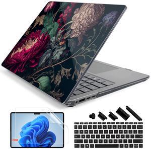 Batianda Premium Case for 2024 Microsoft Surface Laptop 13.8" Touchscreen (7th Edition) Creative Pattern Durable Scratch-Resistant Easy Install, with Keyboard Cover & Screen Protector, Vintage Flower