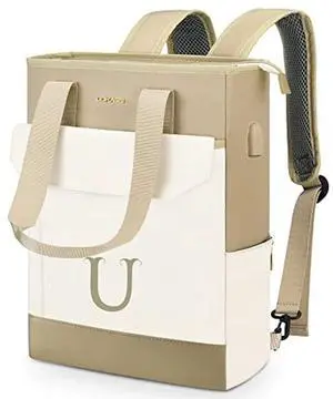 Personalized Initial Laptop Tote Bag Women-15.6" Backpack Purse with USB Port, 2023 Christmas Gift/Birthday Gifts for Women/Teen Girls/Coworker/Colleage, Waterproof Teacher Work Bag-Letter U