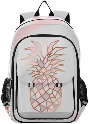 ALAZA Rose Gold Pineapple on Pink and White Marble Backpacks Reflective Safety Backpack