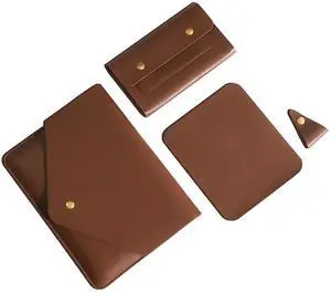 Benfan Tablet Sleeve Compatible with 12.9 iPad Pro Fits Magic Keyboard with Small Pouch, Mouse Pad and Cord Organizer, Color Dark Brown