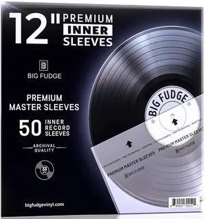 Big Fudge Vinyl Record Sleeves Inner - Clear 3-Ply Inner Sleeves for Vinyl Records 12" - Album Covers with Anti-Static Rice Paper - Acid Free Protective Outer Cover for - White, 50 Pack
