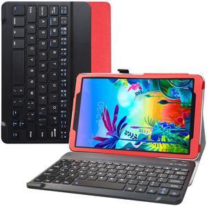 Bige for LG G Pad 5 10.1 Keyboard Case,Slim Stand PU Leather Cover with Romovable Keyboard for 10.1" LG G Pad 5 10.1 T600 Tablet(2019),Red