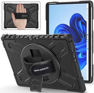 BRAECNstock for Microsoft Surface Pro 8 Case 13 inch 2021 Shockproof Rugged Case for Surface Pro 8 with Rotating Hand Strap & Kickstand Built in Pen Holder Compatible with Type Cover Keyboard - Black