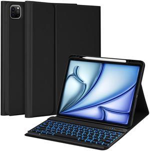 BQSS iPad Pro 13" M4 Case with Detachable Backlit Keyboard and Pencil Holder - Black