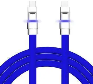 chubbycable Neon Chubby - Fast Charge Cable with Smart Light RGB Color Gradual Light Up LED USB Charging Cable, Dark Blue, Type-C to Type-C, 0.82 FT